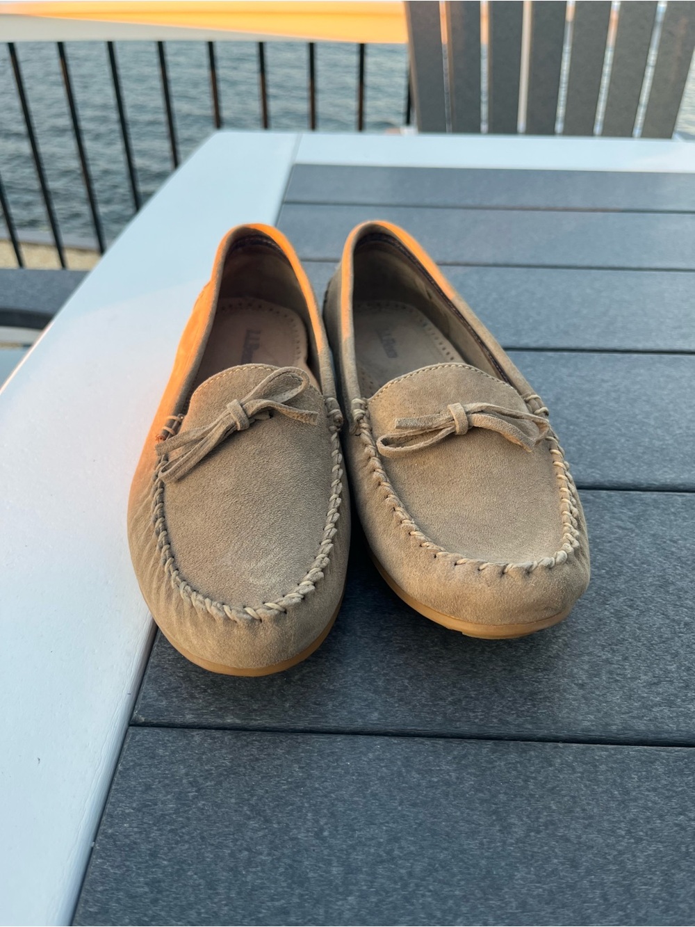 Women’s Land End Tan Suede Moccasin Loafers - Classic Slip-On Style